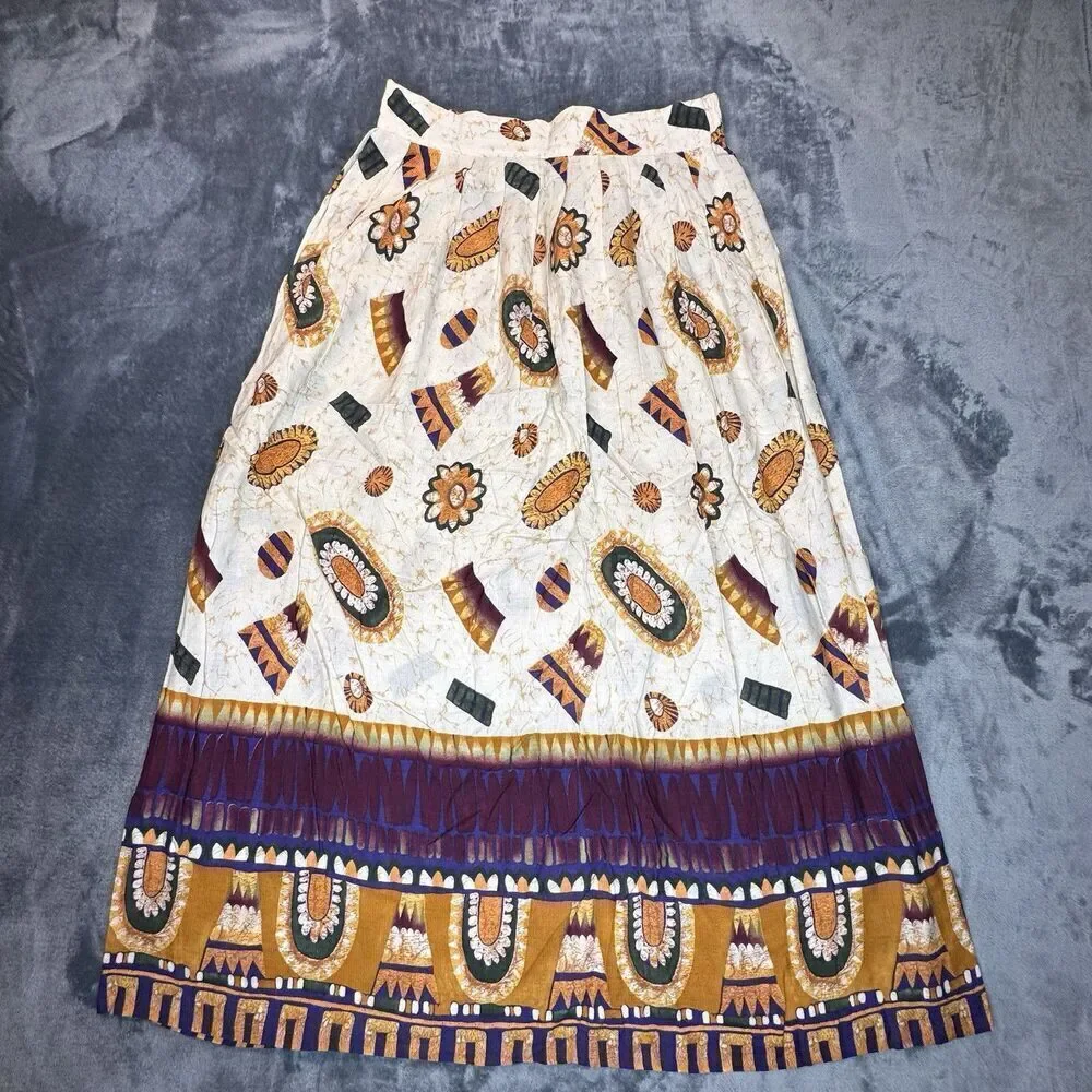 Vintage Sz M Retro MCM Skirt Women’s Floral Cottage Core Brown Retro Casual Corn